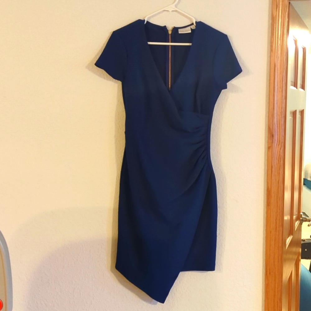 Bisou Bisou Navy Faux Wrap Dress